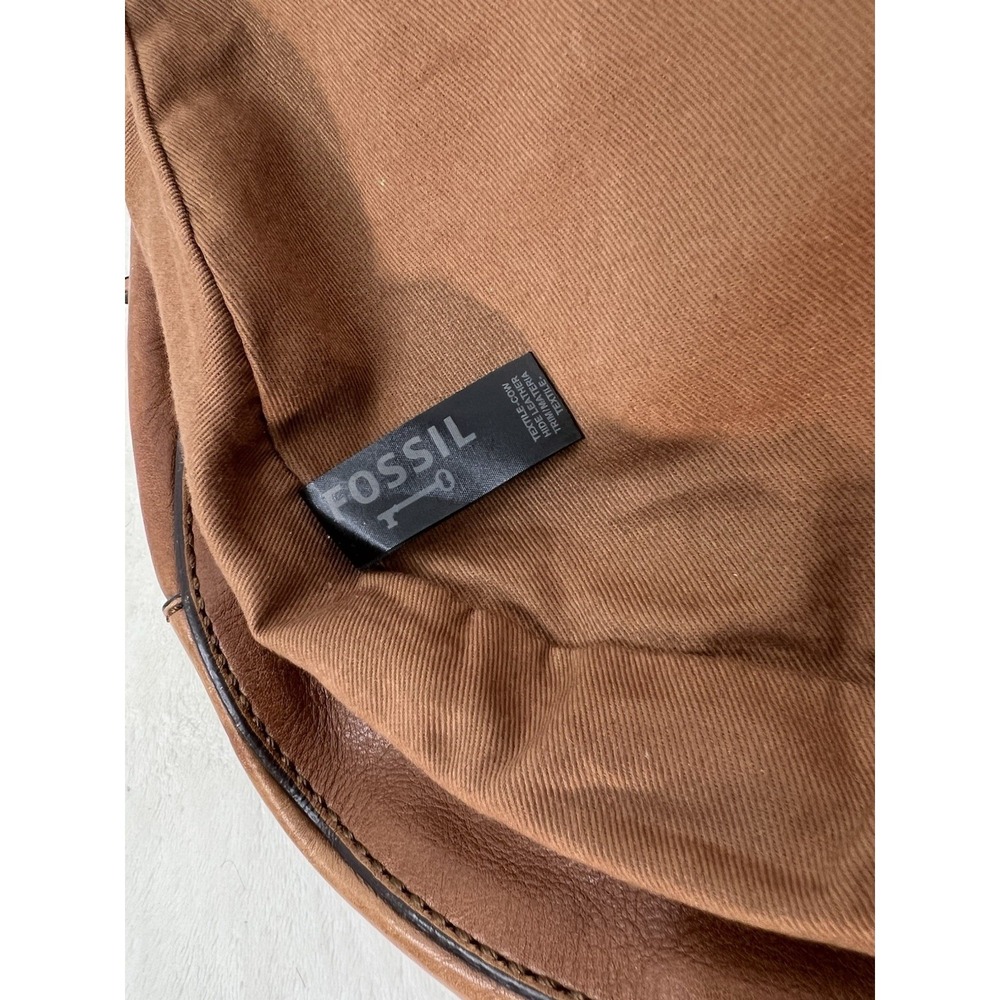 Vintage Fossil Brown Leather Canvas Single Stitch Saddle Bag Shoulder Bag EUC - Picture 12 of 16